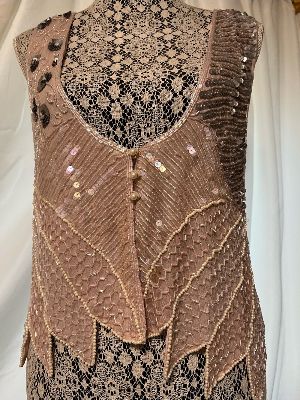 Kimchi Blue Blush Pink Beaded Sequin Sleeveless Vest